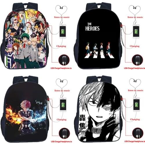 Boys Girls Boku No Hero Academia Backpacks Students Anime Schoolbags Kids Bookbags Children Rucksack Teenagers USB Knapsacks