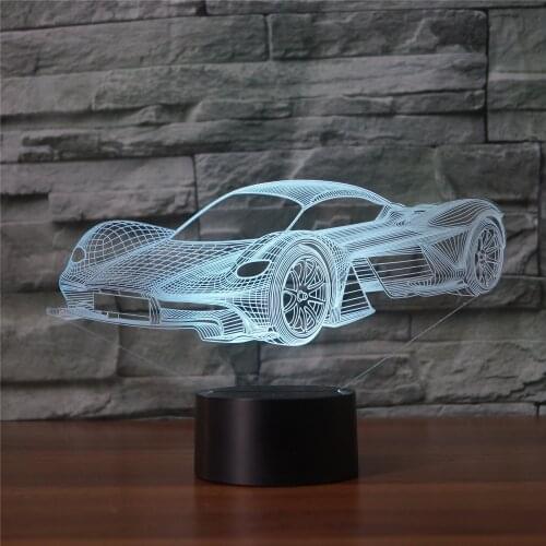 Sports car 3D night light colorful charging touch led visual light gift decorative table lamp