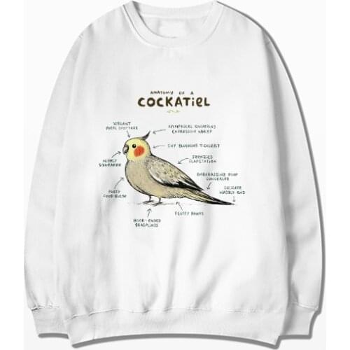 Harajuku Kawaii Animal Analysis Sweatshirt Pullovers Women Long Sleeve Hoody Tops Casual Hedgehog Parrot Funny Hoodie Streetwear