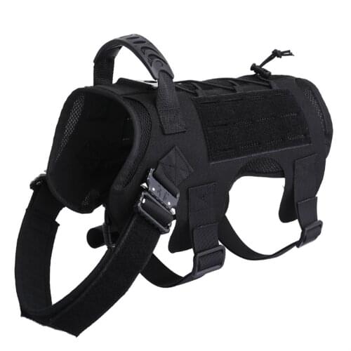 Tactical Leash Set Metal Buckle Large Dog Vest Walking Nylon German Shepherd Durable Pet Harness