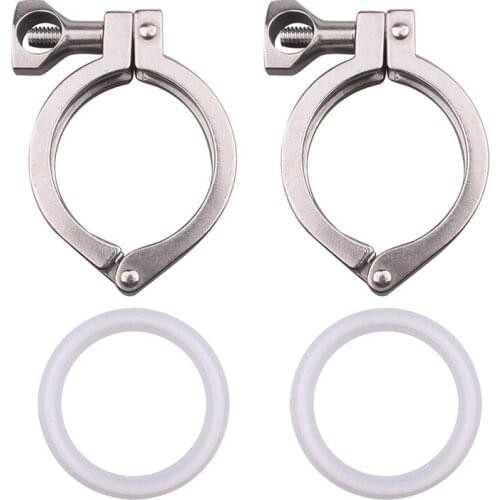 GTBL 2Pcs Tri-Clamp Steel Single Pin Heavy Duty Tri Clamp with Wing Nut for Ferrule TC with 1 Pc Silicone Gasket (2 Inch Tri-Cla