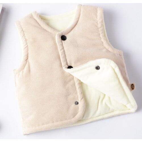 Thicked Kids Vest Winter Autumn Children Outerwear Solid Corduroy Waistcoat For Boys Girls Baby Vest Jacket Warm Kids Clothing