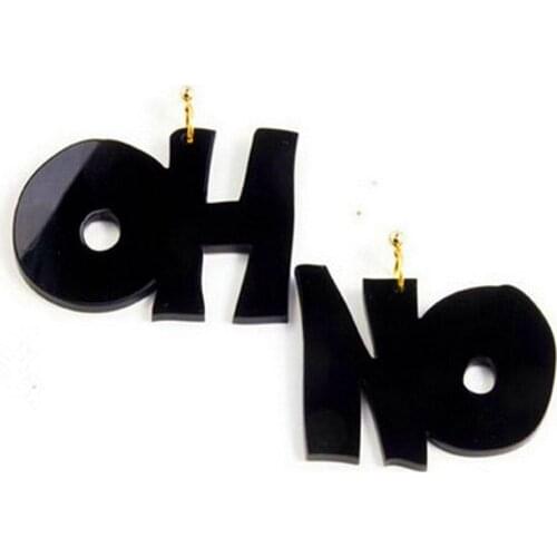 Cool Punk Black Red OH NO Letters Acrylic Drop Earrings For Women Personality Dangle Earrings Brincos Fashion Jewelry Pendientes