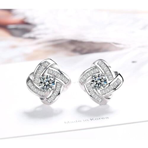 Rotating earrings female simple net red cold wind personality ins wind synthetic zircon fashion earrings