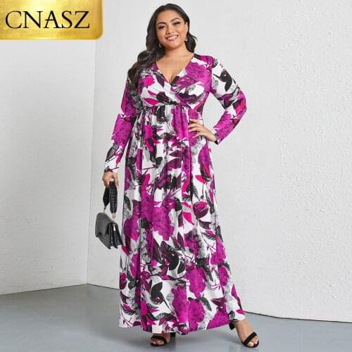 Robe Femme Hiver 2021 Free Shipping Women Dress Plus Size Vestido Dresses For Women V Neck Long Sleeve Printed Maxi Sundress