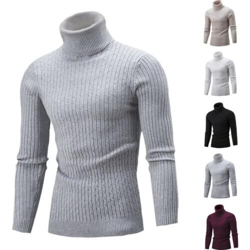 Winter Mens Turtleneck Sweater Long Sleeve Pullover Jumper Knitwear Slim Fit