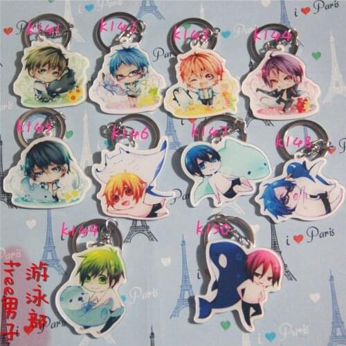 10pcs/set Anime Keychain Anime Free! Iwatobi Swim Club Rin Macoto Haruka Nanase Tachibana De Llaveros Full Set Keyrings Pendant