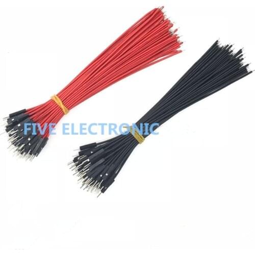 15cm Single Tin DuPont Male Wire /1P Connections Wiring 22AWG Tieline Black/Red Test P-Wire 10pcs/Lot