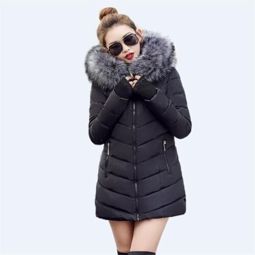2020 new Fashion Winter Jacket Women Big Fur Cotton Padded Thick Down Parkas X-Long Female Jacket Coat Slim Warm Winter Outwear