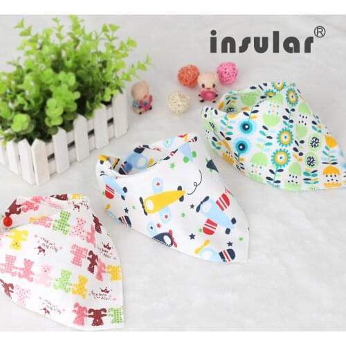 3pcs/Set Cute Cotton Baby bibs Toddler Newborn Scarf Boys Girls Cartoon Feeding Towel Smock Infant Bibs Burp Cloths