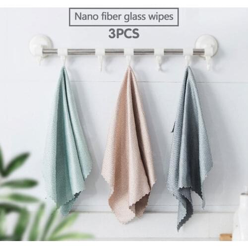 3Pcs Kitchen Microfiber Wipes Towel Cleaning Cloth for Window Glass Car Floor Rags Super Absorbent Cleaning Cloth Household Tool