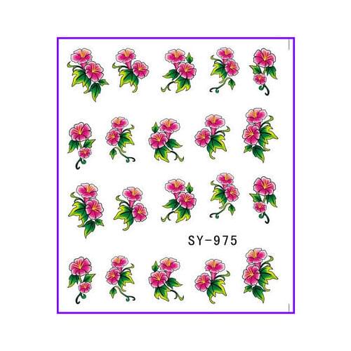6 PACK/ LOT GLITTER WATER DECAL NAIL ART NAIL STICKER FLOWER CHINESE REDBUD LILY SY975-980