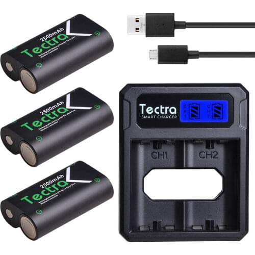 2500mAh 3pcs Batteries for Xbox One,Xbox One S,Xbox One X,Xbox One Elite Wireless Controller+LCD Dual USB Battery Charger