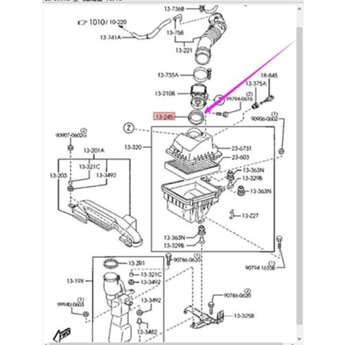 Car accessories high quality air filter box rubber joint 13-245 for Mazda 323 family protege BJ Mazda Premacy Haima 3 Freema H2