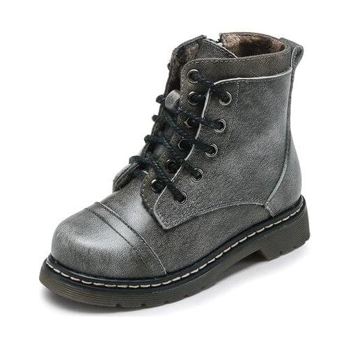 Boots Childrens Shoes Mother & Kids Winter childrens side zipper genuine leather Martin boots boys and girls warm boots 2017