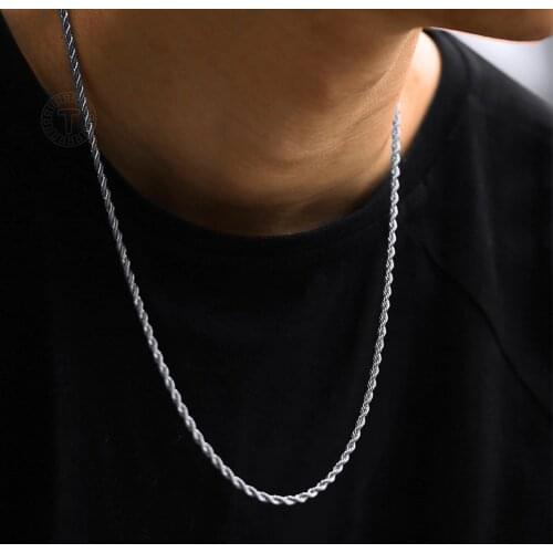 3/5/7mm Men Everyday Necklace for Men Women Stainless Steel Twisted Rope Link Chain Gold Silver Color 22inch Jewelry LKN635