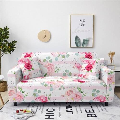 Beautiful Flower Elastic Sofa Cover for Living Room Floral Print Sectional Sofa Slipcover Stretch Couch Cover 1/2/3/4 Seater