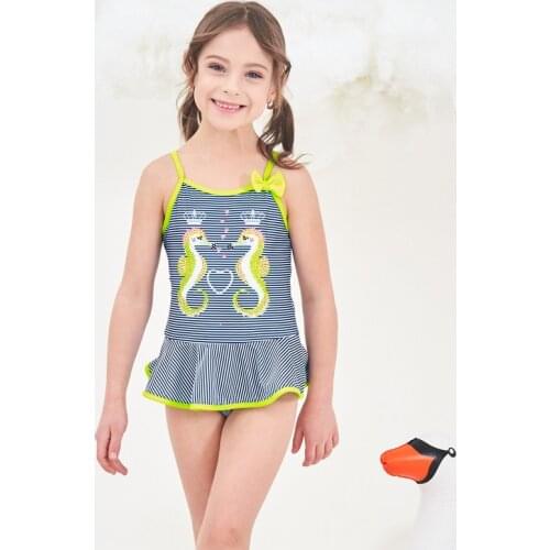 2019 New Baby Girl Swimsuit Children One Piece Swimwear Pretty Flounce Dress Striped Bathing Suit Girl Age 3-8 Years