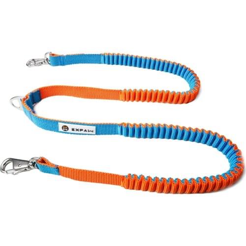 Nylon Dog Double Leash No Tangle Bungee Puppy Pet Leash Shock Absorbing Two Dog Leashes Walking Training for Small Large Dogs