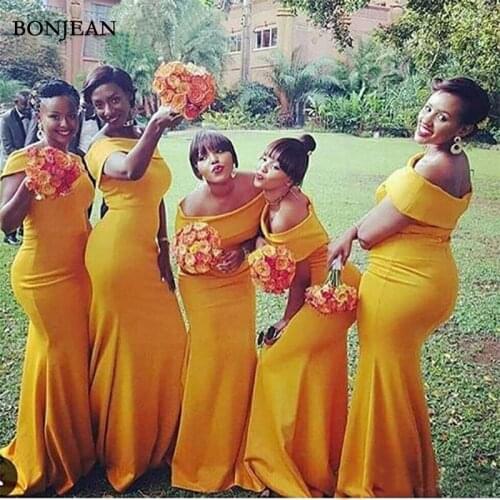 Elegant South African Mermaid Bridesmaid Dresses Off Shoulder Floor Length Formal Dress Custom Made Wedding Party Gowns