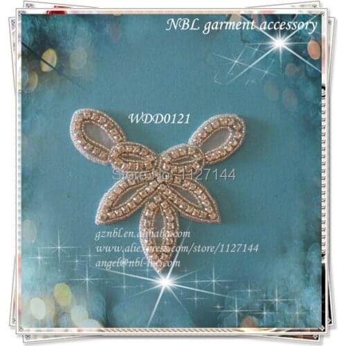Crystal beaded rhinestone applique patch for dress DIY iron on WDD0121