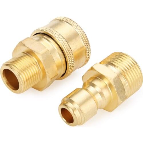 1 Pair Brass 3/8" M22 Quick Release Adapter Connector Coupling 14.8mm For Pressure Washer Garden Water Tools