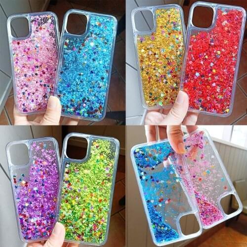 Liquid Bling Love Heart Sequins Phone Case for OnePlus 8Pro/8T Dynamic Liquid Quicksand Clear Cover