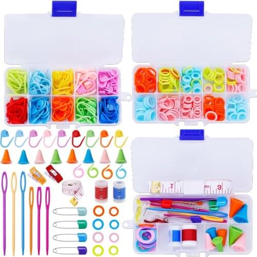 Nonvor Useful Knitting Tools Kit Crochet Needle Clip Crochet Hook Plastic Knit Stitch Craft Markers Stuff Knitting Sewing Tools