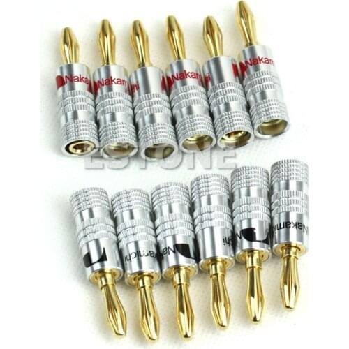 New 12x Golden Nakamichi Speaker Banana Plug Connector Adapter