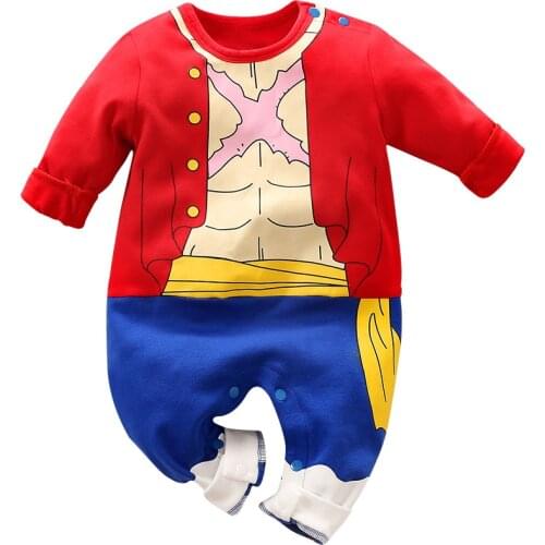 Newborn Baby Clothes Baby Cotton Rompers Anime One Piece Luffy New Born Clothing Infant Jumpsuits Little Baby Boy Girl Costume
