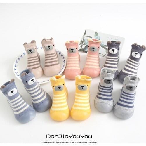 Baby Indoor Shoes for Autum and Winter Todder Stripe Thick Cotton Soft-soled Shoes Breathable Non-slip Socks Shoes
