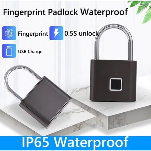 Keyless 0.5sec Unlock Door Lock Fingerprint Smart Padlock Quickly Unlock Usb Portable Anti-theft Security Padlock For Luggage
