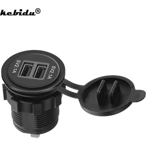 Kebidu Cigarette Lighter Socket Splitter 12V-24V 2 Port USB Car Charger 5V 4.2A output with Blue LED Light Power Adaptor