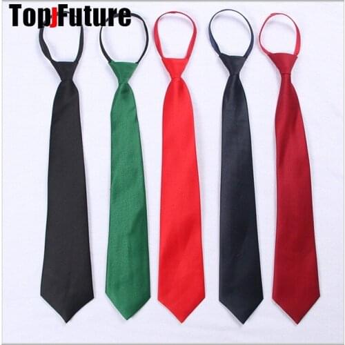 School Dresses Necktie For Girls And Boys JK tie lazy Japanese students school uniform with solid color tie free ZIPPER TIE
