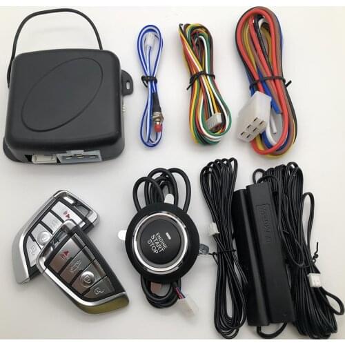 OkeyTech 12V Modified Universal Car Alarm System Push Start Button Keyless Entry Car Anti-theft Device With Two Remote Control