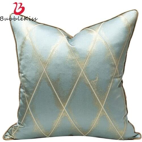 Bubble Kiss Gold Line Light Blue Cushion Cover Decorative Luxury Throw Pillow Covers for Hotel Living Room Sofa Pillow Case New