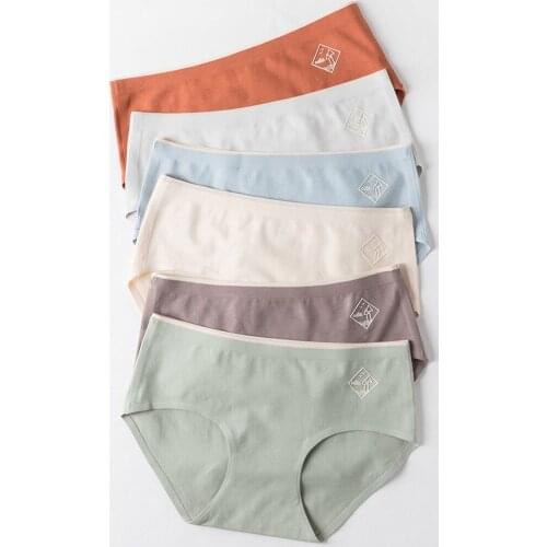 Women Silver Box Underpants Antibacterial Pants Mid Waist Seamless Cotton Breathable Crotch Female Briefs Underwear