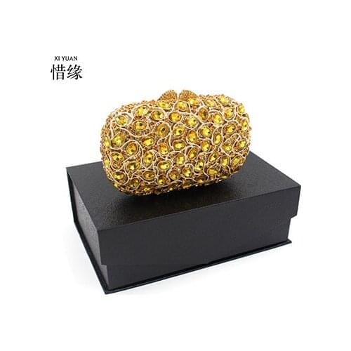 XIYUAN Women Gold Evening Bags Purses Rhinestone Clutch Handbags For Wedding Party Dinner Crystal Clutches Bags Minaudiere Bag