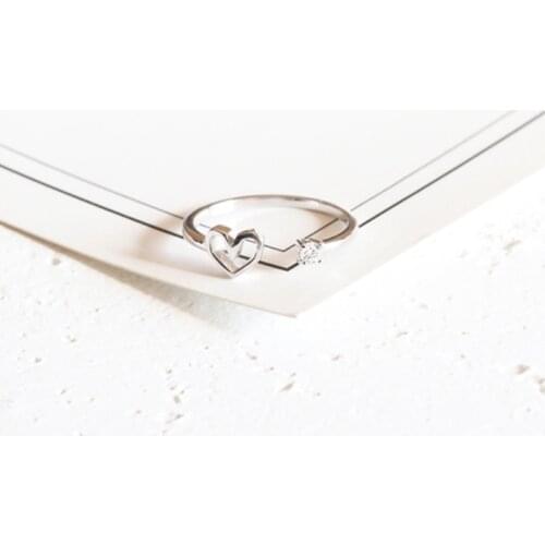 Eternal Heart 925 Sterling Silver Creative Temperament Literary Personality Fashion Female Resizable Opening Rings SRI174