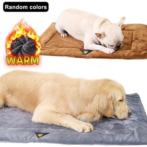 Winter Dog Bed Mat Thicken Pet Cushion Blanket Warm Puppy Cat Fleece Beds For Small Large Dogs Cats Pad Brown, Gray