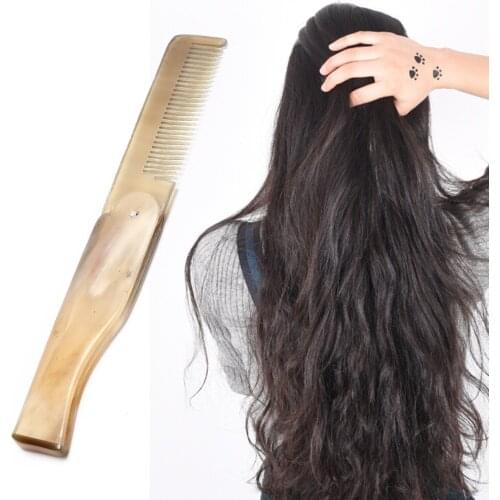1Pcs Hot Selling Women Ox Horn Fine Tooth Pocket Beautifuil Folding Comb All Hair Types Beard Mustache