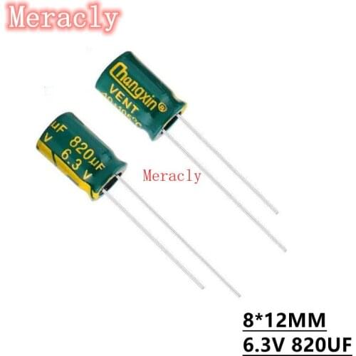 10pcs 6.3V 820UF Wholesale aluminum electrolytic capacitors 20% high frequency and low resistance, good quality