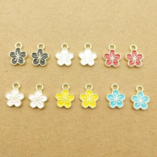 10pcs 9x11mm cherry sakura charm enamel charms for jewelry making and crafting fashion earring pendant necklace bracelet charms