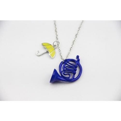 20pcs/lot Wholesale Fashion How I Met Your Mother Blue French Horn Necklace Pendant with Chain TV Jewelry For Children