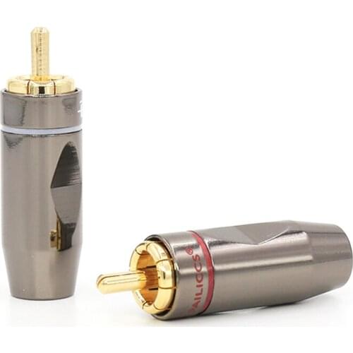 4pcs high quality Gold Plated Audio Cable Plug 7MM Cable Diameter RCA Phono Plug DIY RCA AUDIO CABLE