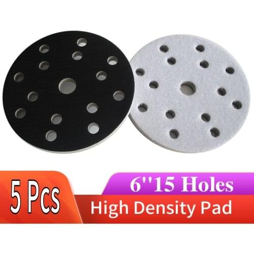 5 PCS High Density Interface Pad 6" 15 Holes 150mm Damping & Protection Sanding Pad Power Tools Accessories - Hook and Loop