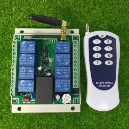 AC 110V 220V 250V 8CH Remote Control Switch Wireless Light Switch With 8 Kinds Of Working 8 Button Transmitter in 315/433mhz