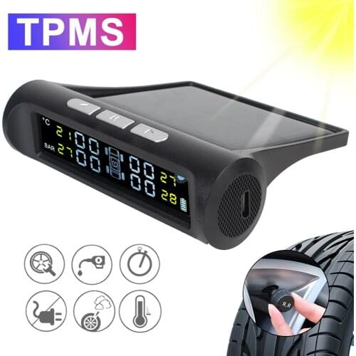 Wireless Solar TPMS Car Tire Pressure Sensors Monitoring System Digital LCD USB Off Road 4x4 Automotive Accessories Universal