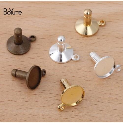BoYuTe (50 Pieces/Lot) 3.5MM Hole Brass Mobile Phone Dust Plug with 10MM Cabochon Base Handmade Diy Jewelry Accessories