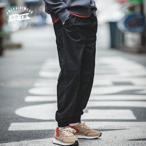 Maden Print Letter Cargo Pants Men Elastic Waist Pant SolidCotton Pocket Casual Vintage Mens Trendy Overalls